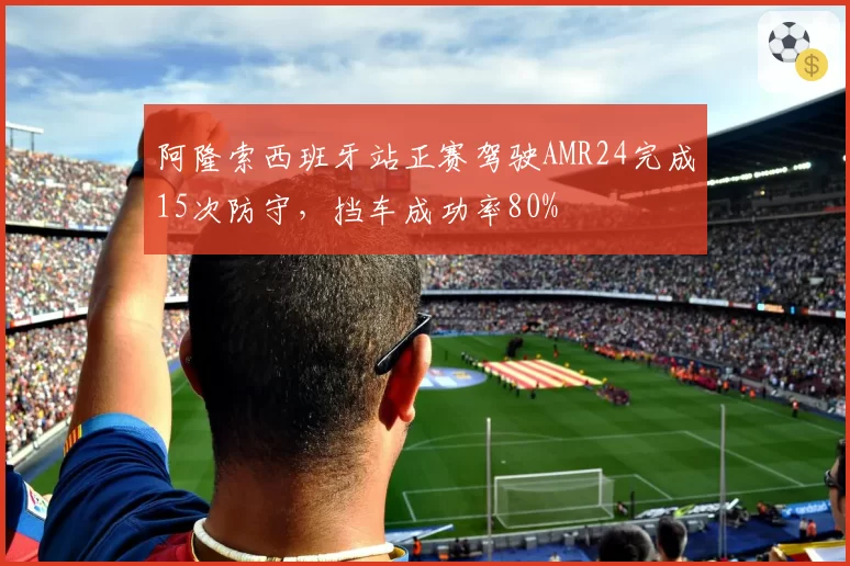 阿隆索西班牙站正赛驾驶AMR24完成15次防守，挡车成功率80%